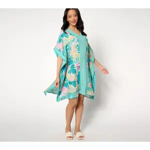 Belle by Kim Gravel Paradisio Border Print Caftan Dress