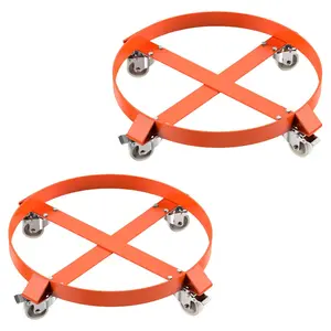55 Gallon Drum Dolly, 1,000 Pound Capacity Barrel Dolly with Steel Frame 4 Swivel Casters Wheel, Barrel Cart with Brake for Warehouse Drum Handling, 2 Pack