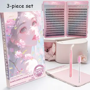 Self-adhesive false eyelash strip kit with tools, no glue required. Glueless Lashes DIY Eyelash Extensions Natural, fine lash clusters with a C-curl for a light appearance. Easy to apply, beginner-friendly. Ideal as a household gift. Reusable makeup tool.