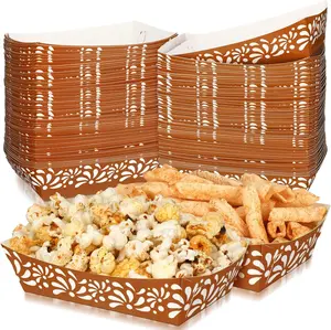 100 count Mexican Snack Trays Cielito Lindo Party Decoration Platos De Barro Mexicanos Terracotta Clay Pottery Nacho Popcorn  Container Disposable Trays for Cinco de Mayo Wedding(Flower)