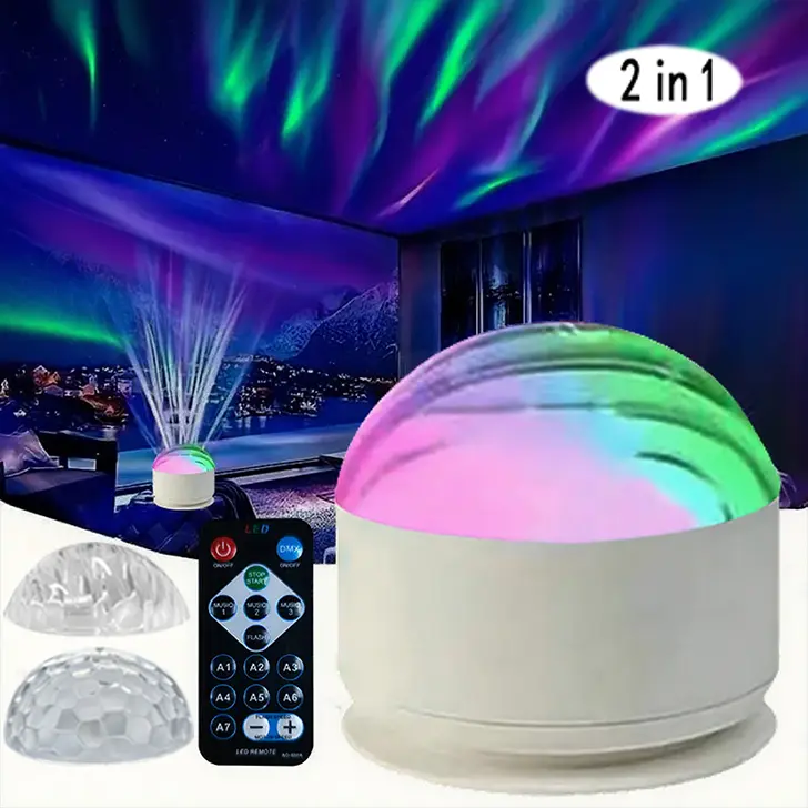Upgraded 2-in-1 Aurora Wave LED Nebula Projector Lamp - USB Powered Projector with Remote, Chill Room Accessories for Valentine's Night Bedroom Mood