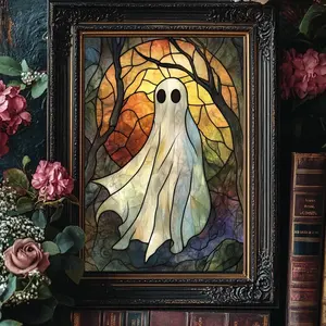 Halloween Stained Glass Ghost Home Decor Unframed 8x10 Premium Matte Art Print Artistic Room Decoration Wall Photo Poster