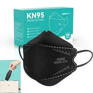 Adult KN95 Face Masks, Black 50-Pack Individually Wrapped, Breathable Disposable Masks with Elastic Ear Loops, Summer-Ready for Sports & Outdoor Protection, Kn95 Mask