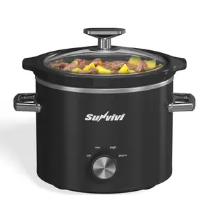 Sunvivi 2 Quart Slow Cooker, Small Slow Cooker with Removable Ceramic Pot, Slow Cooker Food Warmer with 3 Heating Settings & Dishwasher Safe Glass Lid