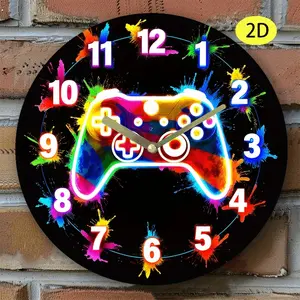 1pc Game Controller Theme Silent Wall Clock, Bright Colors, Suitable for Gamers and Game Rooms