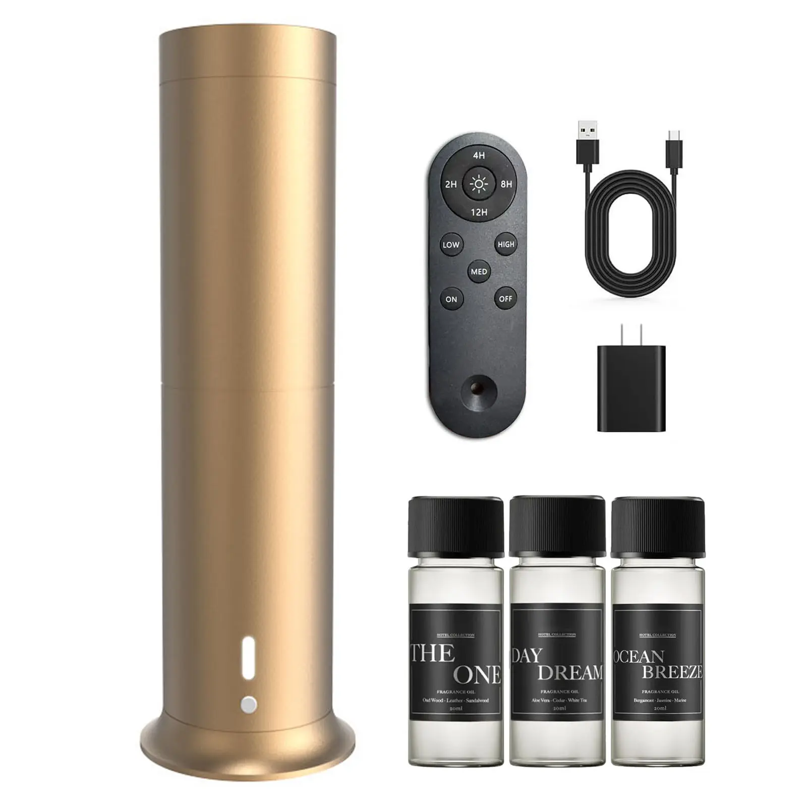 Luxury Hotel-Inspired Aromatherapy Diffuser Gift Set for Home - Aromatic Vapor Scented Oil Diffusers, Wireless Remote Control, Rechargeable Battery, 1000 Sq Ft Coverage, 3 Scents (20ml Each) for Sleep Relaxation, Aromatherapy For Home