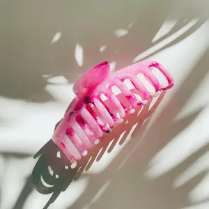 Hair Clip in Frosty Pink and White Swirl - Classic Claw Shape, 4" Long, Lightweight Plastic, Strong Hold, Perfect for Any Occasion