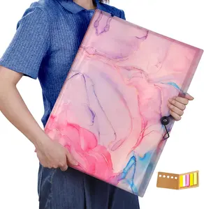 A3 Art Portfolios Case 40 Pages,Marble Pink Diamond Painting Storage Book,Pocket Protector with Index Sticker,11.8 x 16.5 inch Clear Sheet Presentation Portfolio Folder for Artwork,Report,Photo