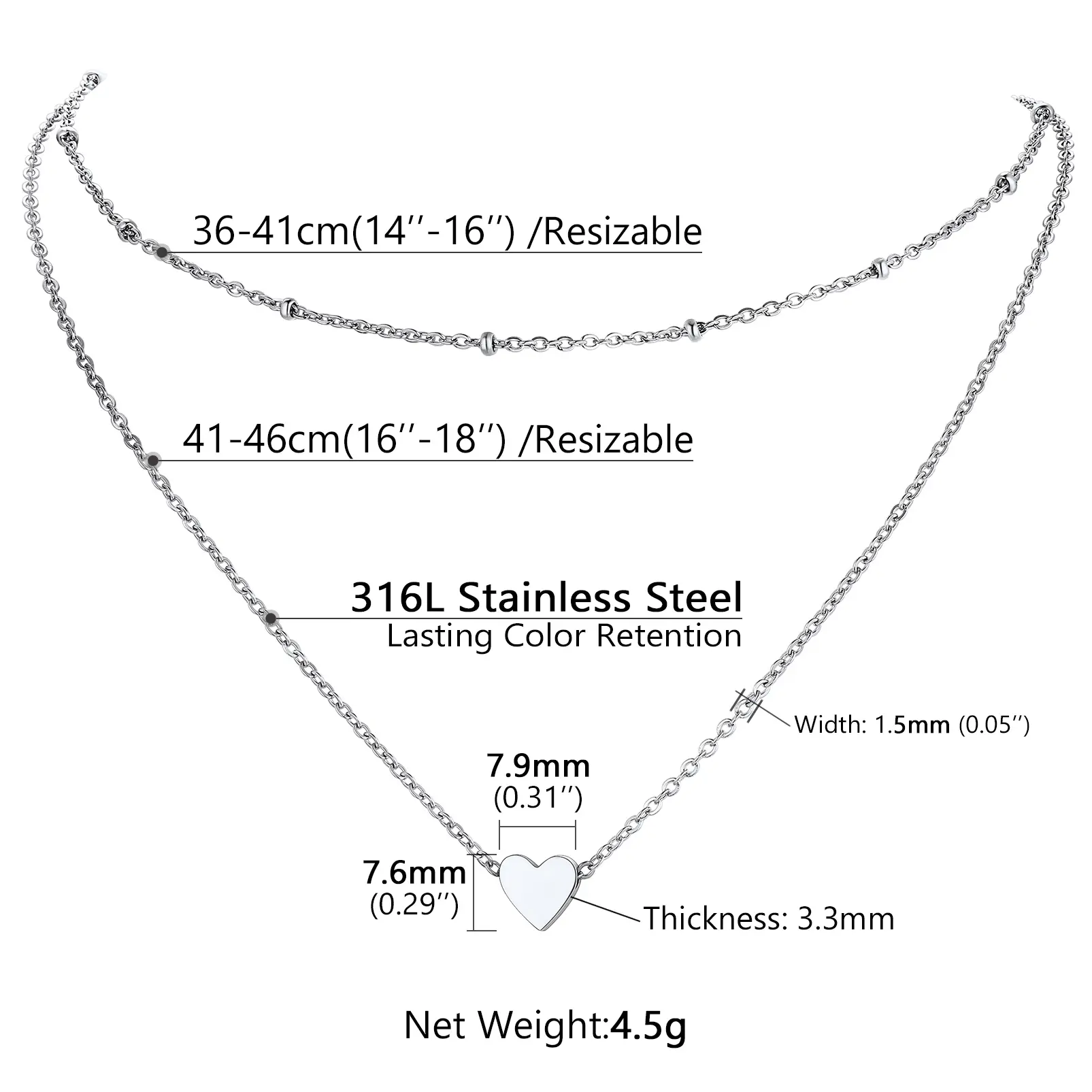 FaithHeart Laying Initial Heart Choker Chain Necklace Stainless Steel FaithHeart Laying Initial Heart Choker Chain Necklace Stainless Steel
