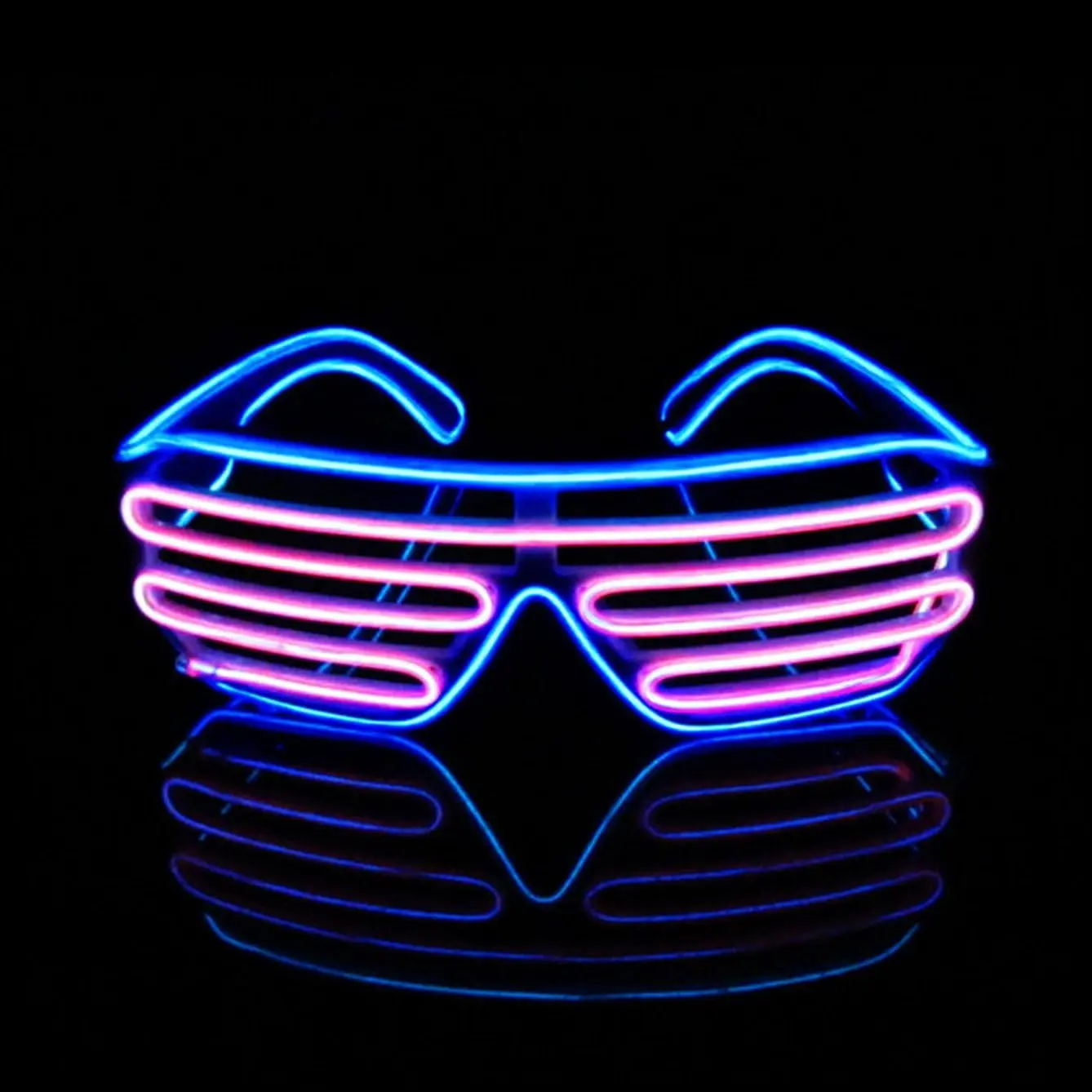 Light up Flashing Shutter Neon Rave Glasses El Wire LED Sunglasses Glow DJ Costumes for Party, 80S, EDM RB03 (Blue - Pink) Pinfox Tech