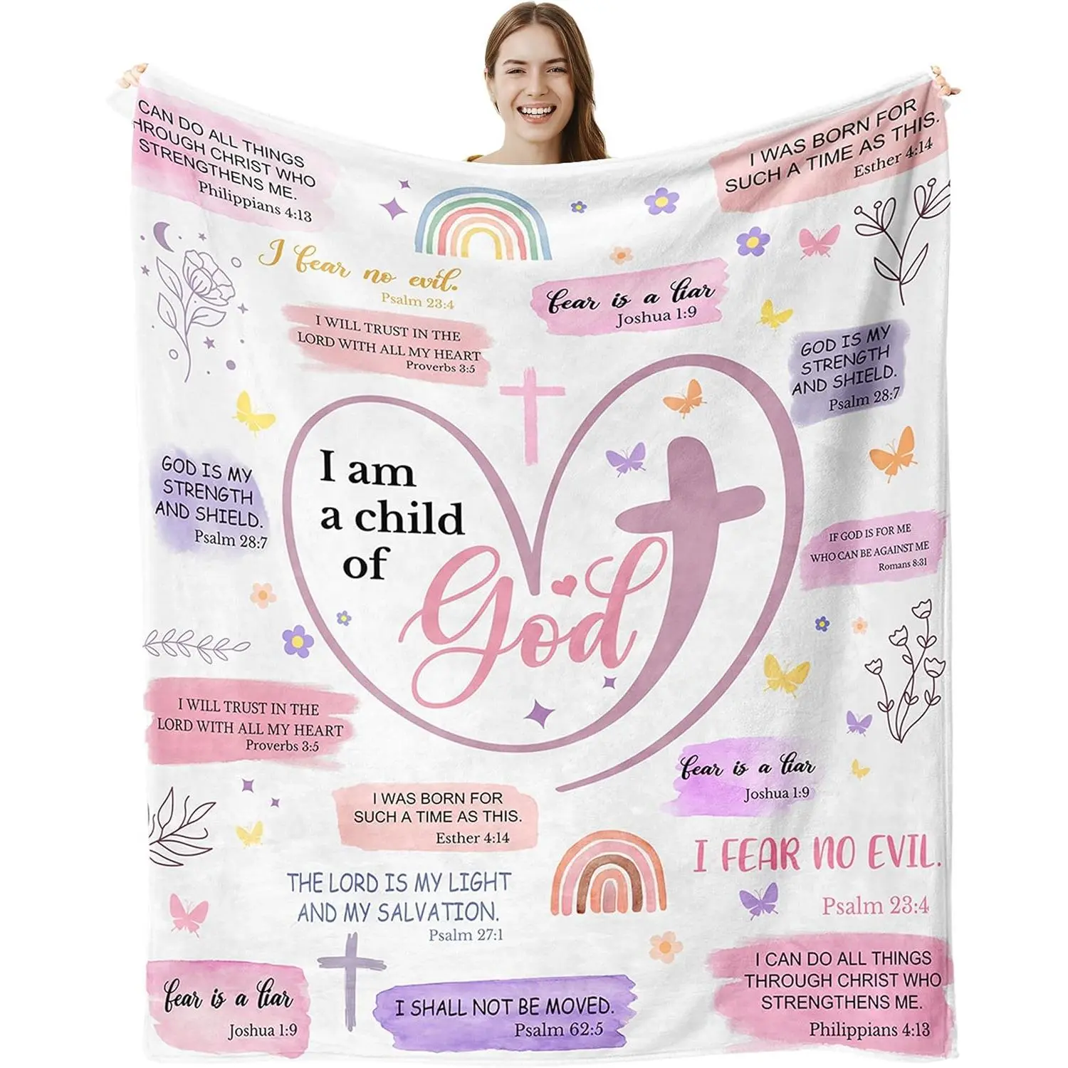 Christian Gifts For Women, Baptism Gifts For Girls, I Am A Child Of God Blanket, Christening Gifts For Girls, Religious Inspirational Catholic Birthday Gifts For Women Throw Blanket