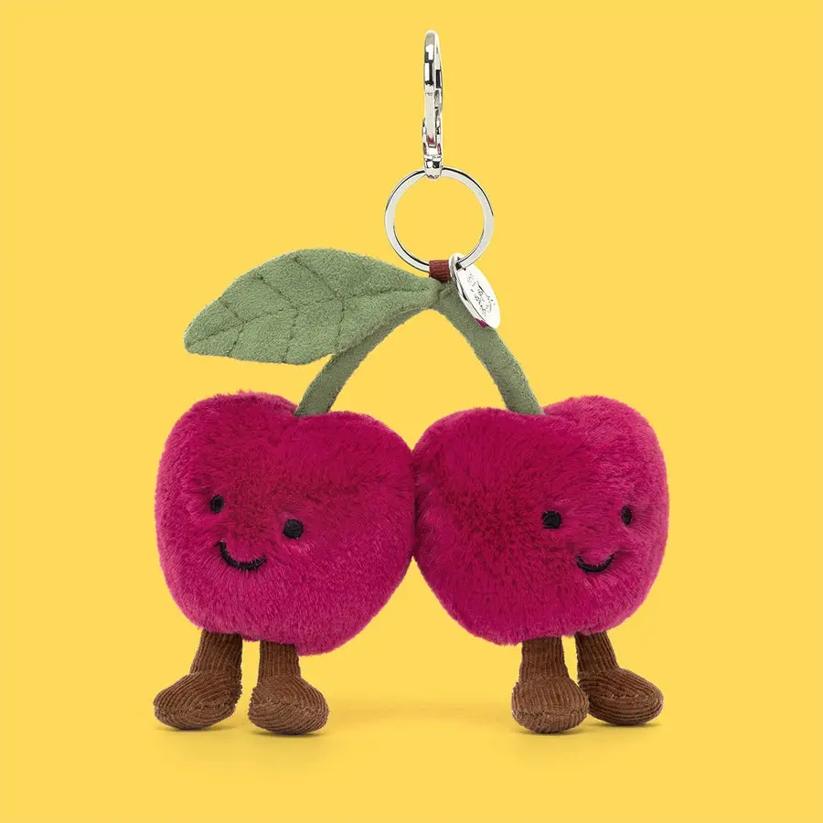 Jellycat Cherries Keychain – Stuffed Animal Keychains, Cute Animals, Fun Gift Ideas for Kids, Birthdays and Collectors, Keychains