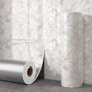Gold Vein Marble Peel and Stick Wallpaper - 2.0mm Thick Waterproof Removable Luxury Contact Paper, No Damage Wall Sticker for Living Room, Bedroom, Kitchen Backsplash & Renters Home Renovation, Marble Wallpaper Roll