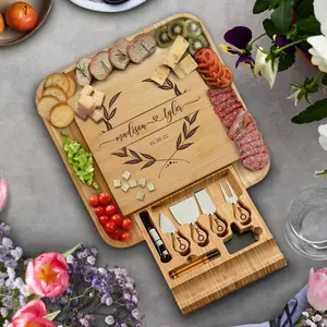 Personalized Charcuterie Board  Set - Custom Engraved  Cheese Board, Wedding  for Couple Anniversary, Housewarming, Engagement Bridal Shower, Birthday  for Her Him Parents Newlyweds