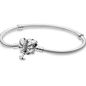 [US STOCK] Moments Butterfly Clasp Snake Chain Bracelet, Fit Bracelet Charm