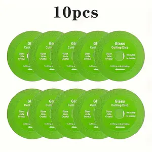 10pcs Green Glass Cutting Sheet Green Thin Saw Blade Wheel Glass Ceramic Cutting Tool, 100mm Glass Cutting Disc Diamond Saw Blade -Type 1 Diamond Sand