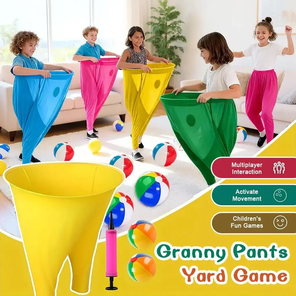 2/3/4PCS Oversize Granny Pants Yard Game Set with Bouncy Ball & Pump, Kids Indoor Lawn Toss Throwing Game, Parent-Child Interactive Party Game Kit, Perfect for School Summer Camp, Team Building, Lawn Barbecue Party, Large Outdoor Family Fun Game