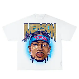Allen Iverson Inspired Vintage Graphic T-shirt Heavy Cotton Tee Basketball 90 s Styled Shirt Hiphop Vibes Y2K Aesthetic Throwback Classic Big Face Celebrity Tee