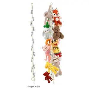 Hanging Plush Toy Storage Rack with 20 Metal Clips, Multi-Functional Organizer for Toys Hats Socks Photos, Hanging Room Decor, Home Decor, Ideal for Bedroom Corner Baby Room Game Room