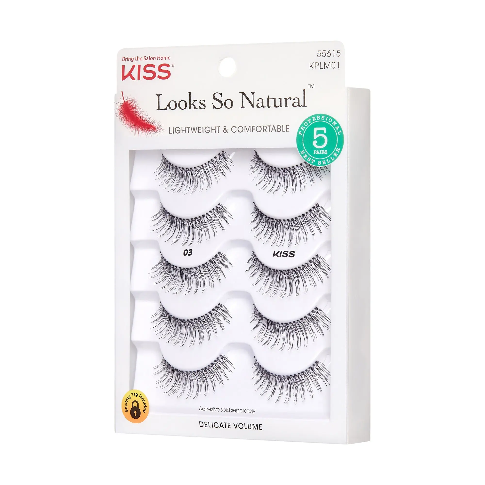 Kiss Looks So Natural False Eyelashes Multipack - 03 | 5 Pairs, Strip Lashes, 10mm Kiss Looks So Natural False Eyelashes Multipack - 03 | 5 Pairs, Strip Lashes, 10mm