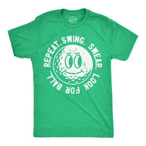 Mens Funny T Shirts Swing Swear Look for Ball Repeat Sarcastic Golfing Graphic Novelty Tee for Men Mens Funny T Shirts Cool Vintage Fashion T-Shirt Gift Classic Menswear Sarcastic Apparel for Men Funny Golf Green