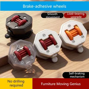 4 Piece Self-Adhesive Casters, 1.37 Inch Stainless Steel Universal Wheels, 360 Degree Rotation, for Furniture, Storage Boxes, Mop Buckets, Appliances