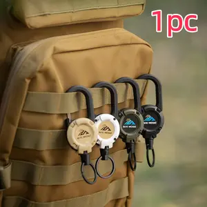 Outdoor Camping Tactical Easy Pull Buckle Hook Carabiner, 1 Count Multifunctional Retractable Keychain For Camping Hiking (Logo Color Random), Gift