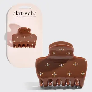 Recycled Plastic Medium Rhinestone Cloud Claw Clip - Camel