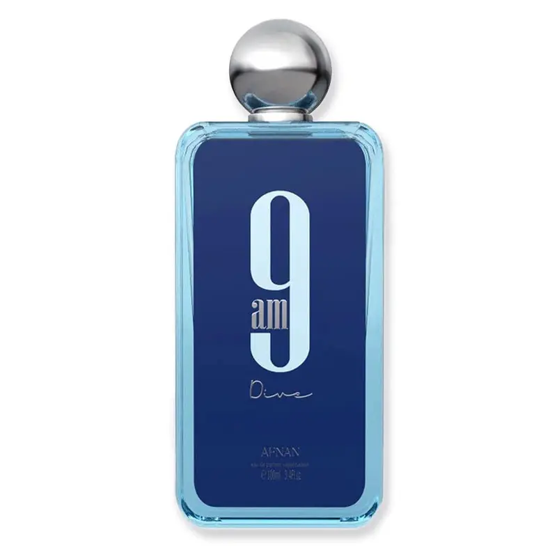 AFNAN 9AM Dive Unisex Eau de Parfum Spray, 3.4 Oz Aquatic Scent, Alcohol-Based Fragrance, Aqua Eau de Parfum, Cologne with Lemon & Mint Spark Energy
