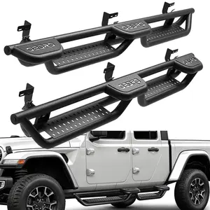 YITAMOTOR Wheel to Wheel Running Boards Compatible with 2009-2018 Dodge Ram 1500 Crew Cab, 2019-2024 1500 Classic, 2010-2024 Ram 2500 3500, Bed Access Side Steps, Two Stairs Nerf Bars Black Powder Coated