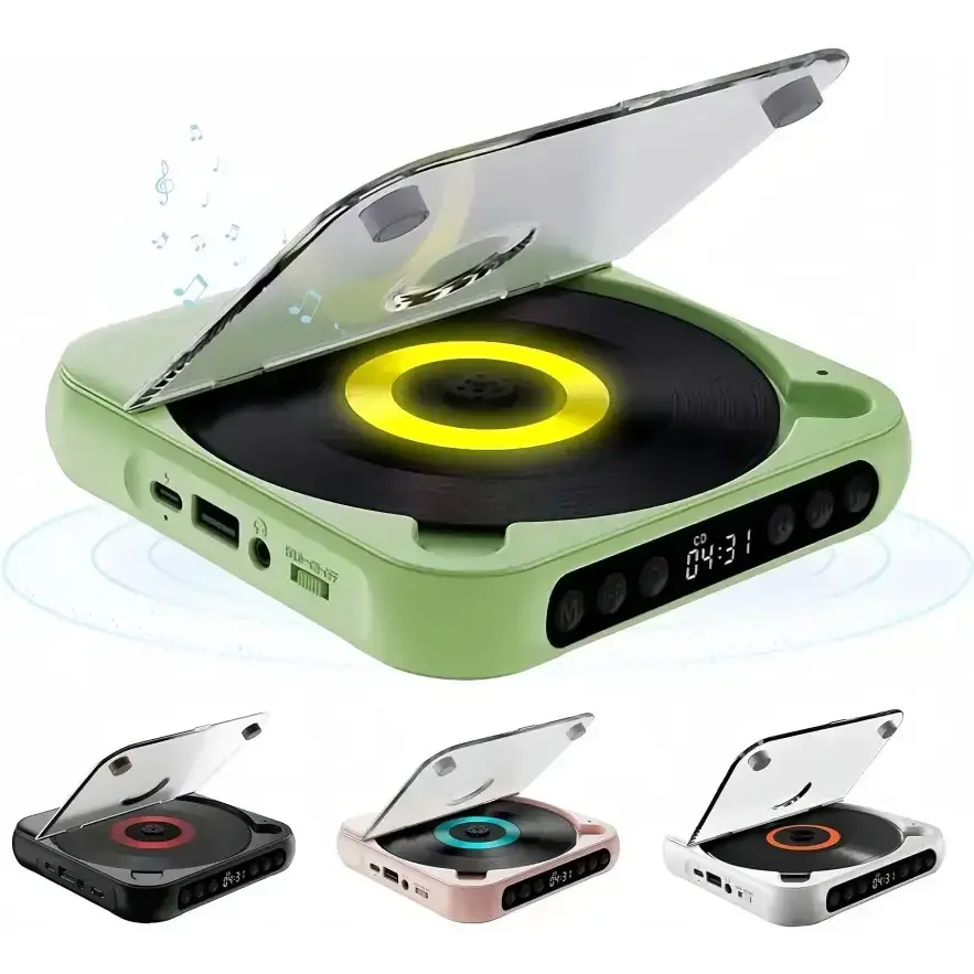 Portable Bluetooth CD Player with LED Display | Anti-Shock & FM Radio for Outdoor & Car