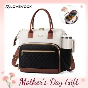 【Mother's Day Gift】LOVEVOOK Lunch Bag Women, Insulated Adult Lunch Box for Women Work, Wide Opening Leakproof Cooler Tote Bag for Office Campus Picnic Beach with Shoulder Strap, Loncheras Para Mujer with Cup Holder