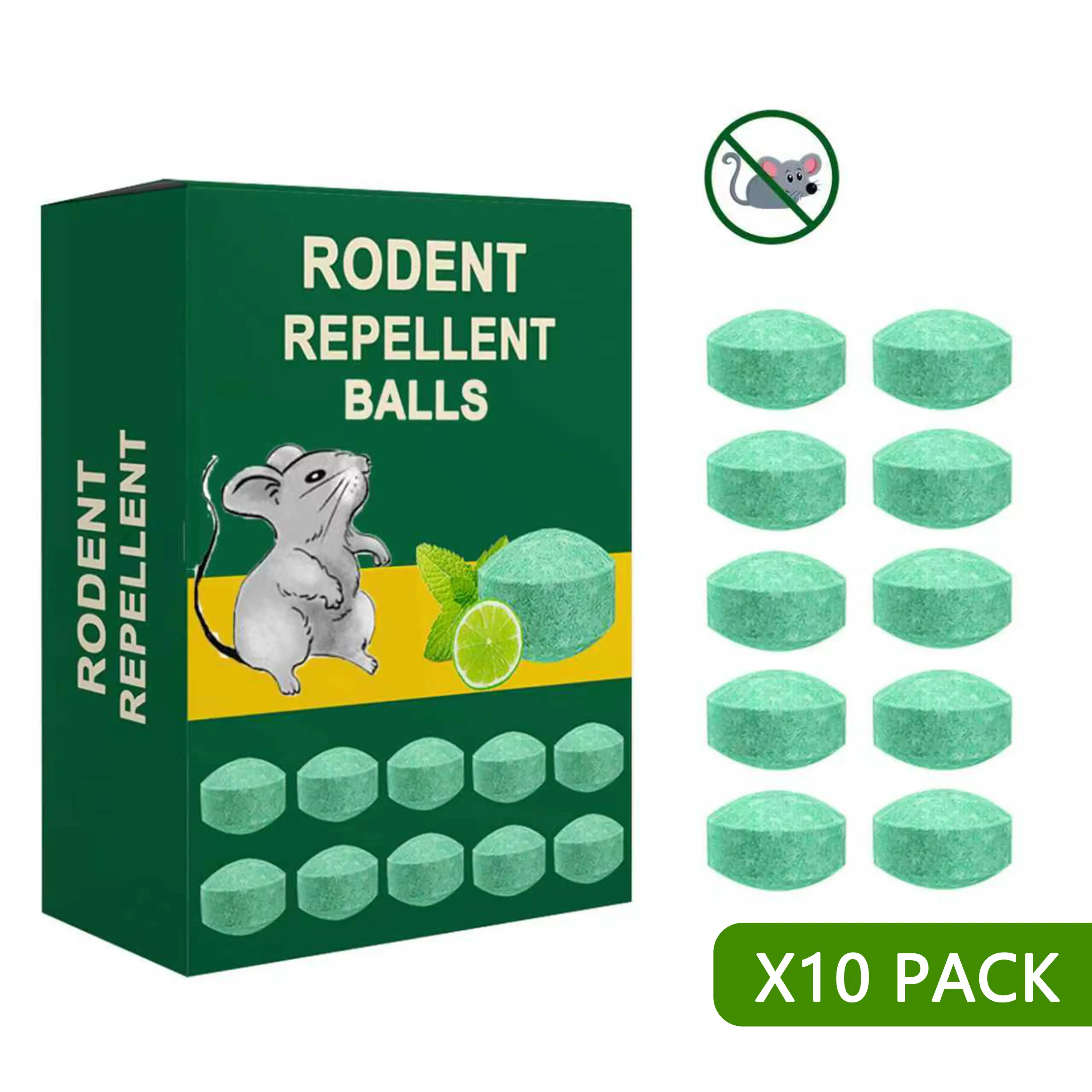 Rodent Repellent Balls –Rodent Repellent- Natural Mouse-Plant-based rodent repellent & Rat Deterrent | 10-Pack for Indoor & Outdoor Use
