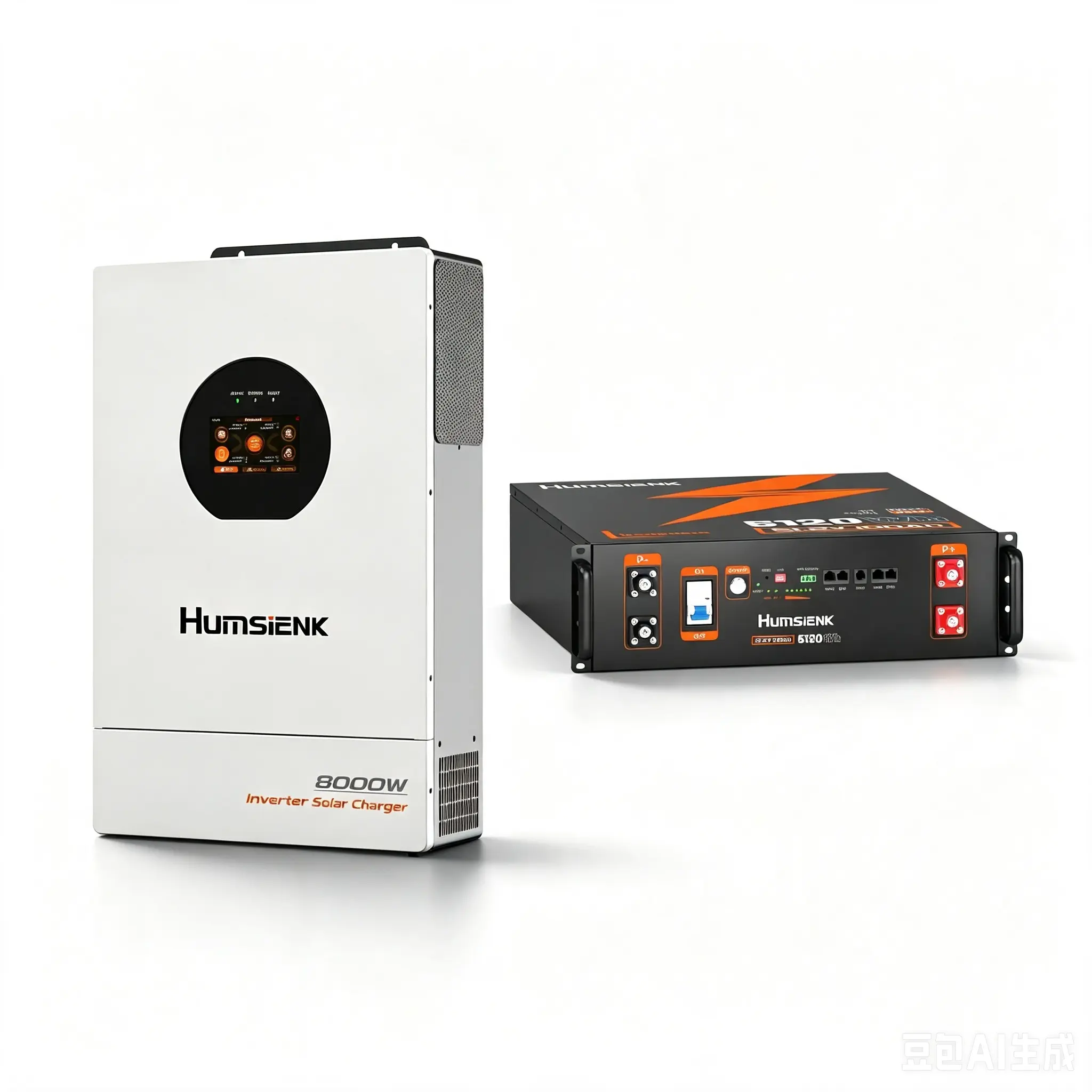 【LAST STOCK】【8kw Inverter+5kWh Battery】Humsienk Storm-Ready Power System Kit 48V 8kW Hybrid Inverter + 48V 100Ah 8kWh Battery LiFePO4 Lithium Battery with Smart BMS, Bluetooth, Active Balancing & Communication solar system