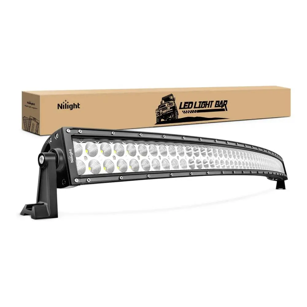 Nilight 50-Inch 288W Aluminum Curved LED Light Bar - Car Accessories, Mounting Kit, 20100LM Spot-Flood Combo Beam, 10 Cooling Fans, -40~85°C Off-Road Lights, Wide Illumination, Fit for Trucks, SUVs, Vehicle Accessories