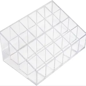 24-Slot Acrylic Lipstick Display Case, Clear Storage Box with Paper Box Packaging, Cosmetic Organizer Rack, Lipstick Holders, Lightweight Desktop Holder for Lipsticks, Makeup Brushes, Nail Polish Storage, Gift for Girls