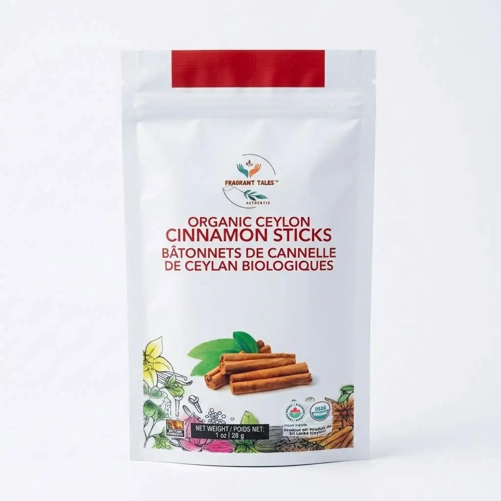 Premium Organic Ceylon Cinnamon Sticks - 1 oz (28g) 5–7 sticks, 4 inches each, True Ceylon, USDA Certified, Non-GMO, Gluten-Free, Pure Sri Lankan Cinnamon for Cooking & Baking