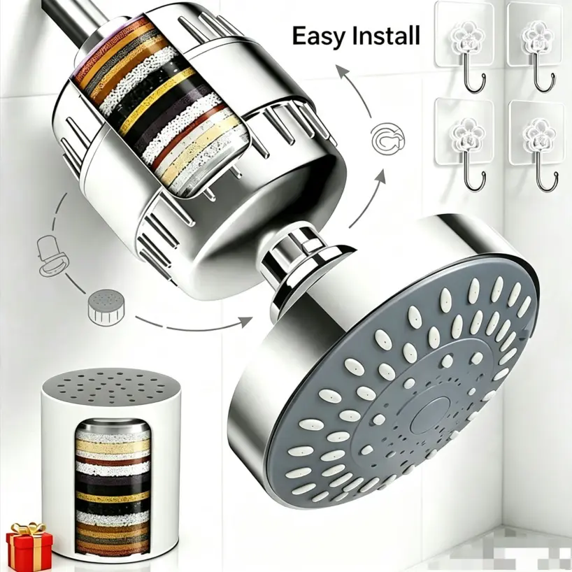 Water softener showerhead,filter harmful substance,360-degree rotating filter shower head,Hard water filter,replaceable filter cartridge,Head set,Head combo,Removable filter