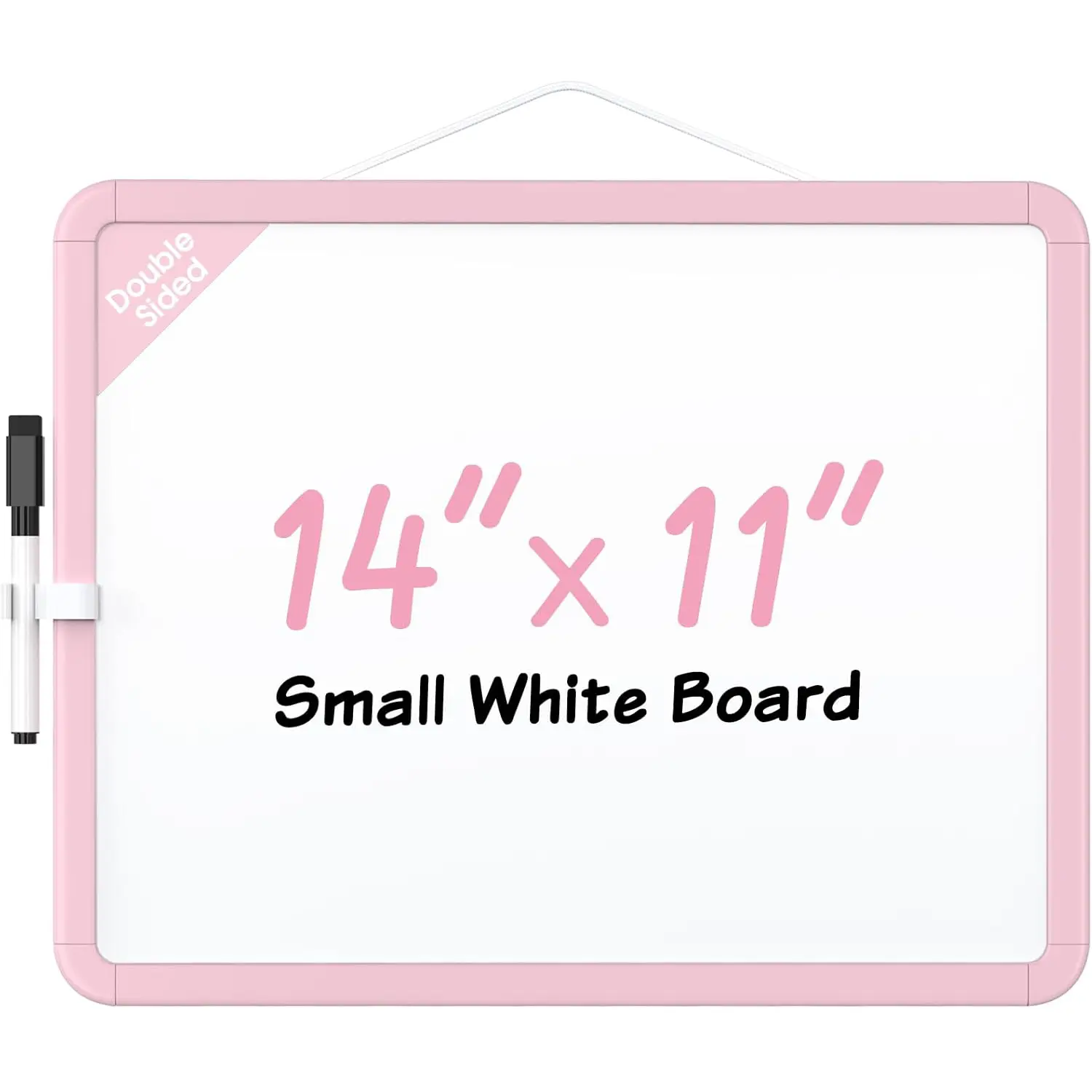 14" x 11" Rectangle Hanging Double-Sided Magnetic Dry Erase Board with ABS Shelves, Hanging Rope, Black Marker - Mini Sized Office Stationery for Planning, Memo, Easy to Write and Clean