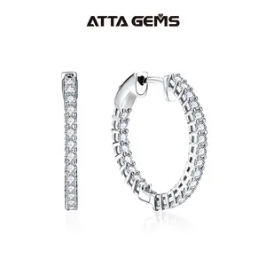 1.9mm/2.9mm D Color Synthetic Moissanite Hoop Earrings 25mm/35mm Diameter E012