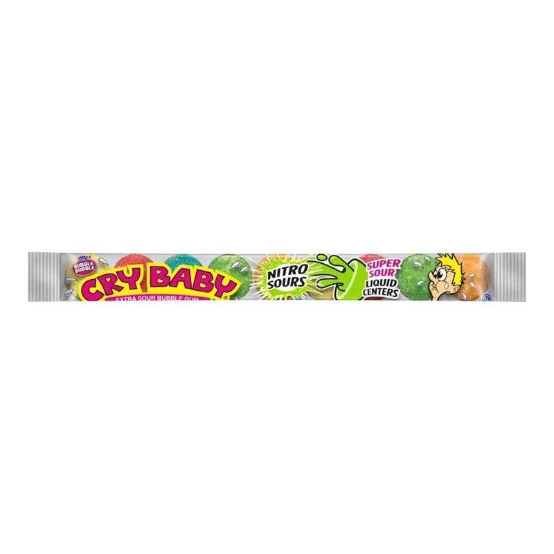 Dubble Bubble Crybaby Nitro Sours Super Sour Liquid Centers - Extra Sour Bubble Gum with Liquid Centers