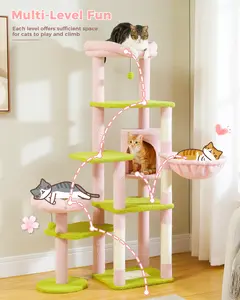 PAWZ Road 59-Inch Flower /Cactus Cat Tree, Tall Cat Tree for Large Cat, Multi-Level Cat Tower, Cat Tree for Indoor Cats, Cat Condo with Large Hammock, Scratching Post and 2 Perches#DealsForYouDays