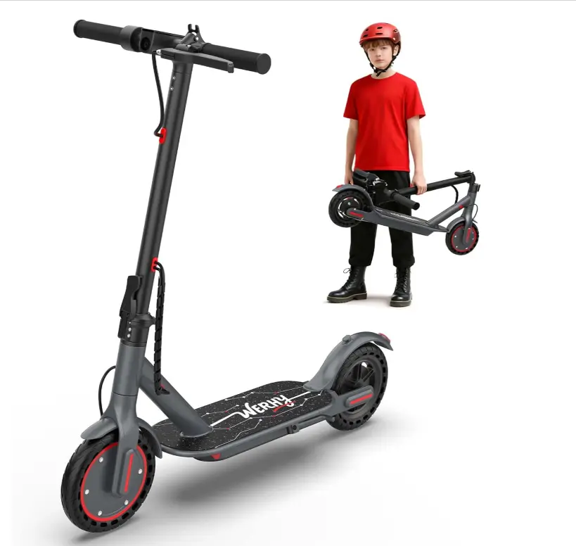 Foldable Lightweight Kids E-Scooter with 350W Motor - 19 MPH, 12-Mile Range, 4h Fast Charging, 265 lbs Max Load, EABS+Drum Brakes, 8.5" Solid Tires, App Control, 1-Sec Fold, 22 lbs, for Young Leisure Riders