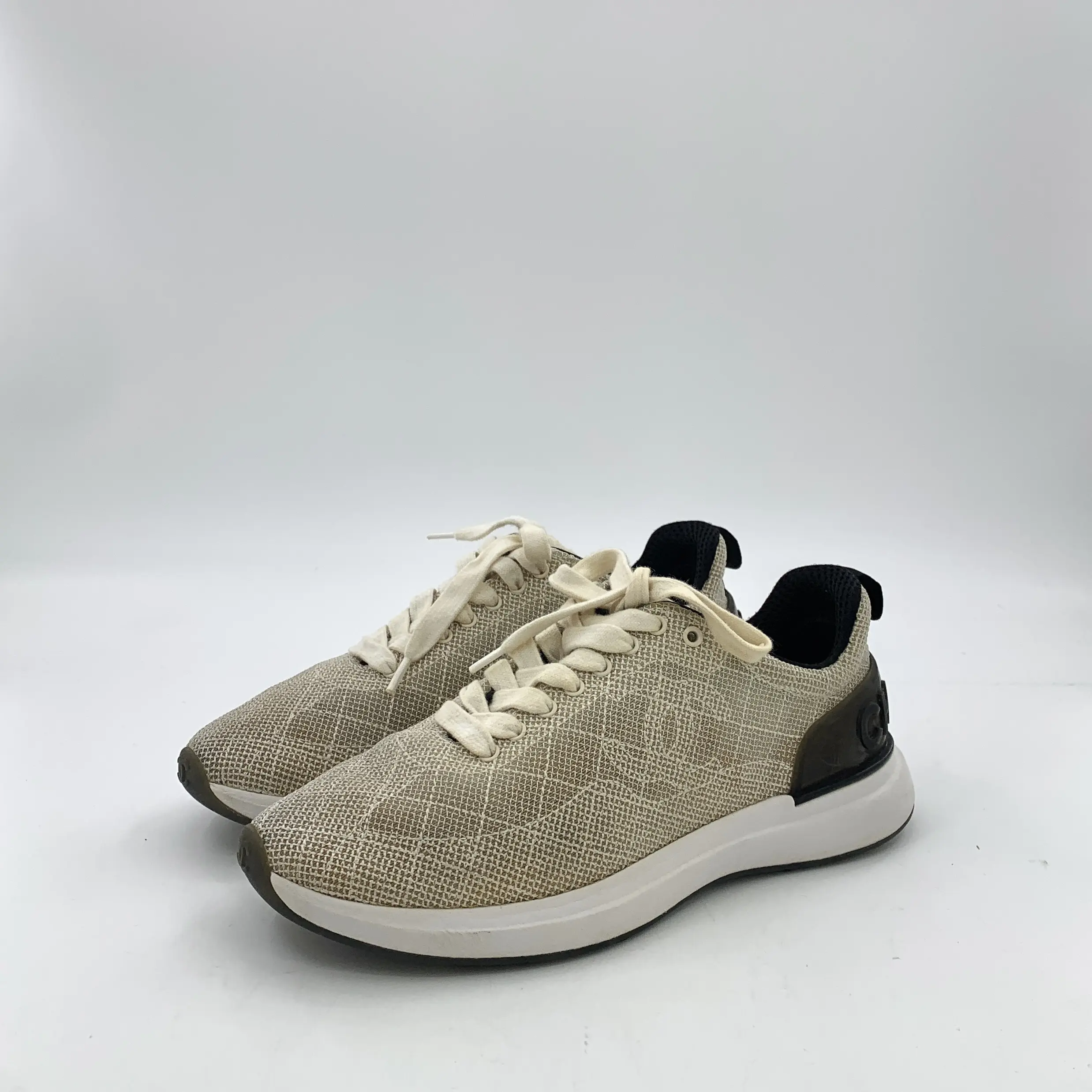 RDLTS— Chanel Beige CC Leather Lace-Up Sneakers Size US 7.5