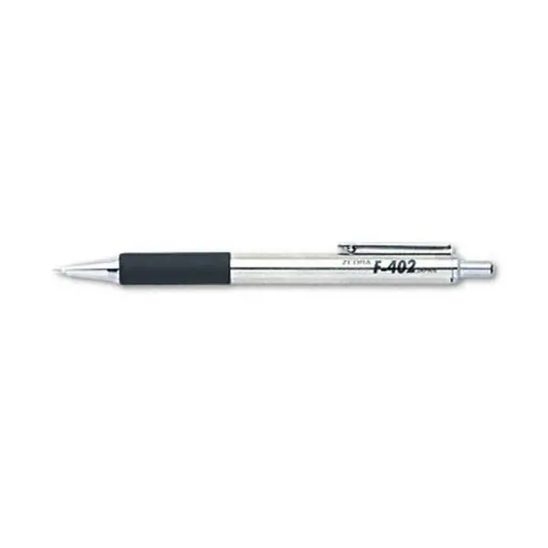 Zebra 29210 F-402 Retractable Ballpoint Pen, Stainless Steel Barrel, Black Ink, Fine 0.70 mm Tip – Ideal for Office Stationery Needs (Included in Ball Point Pens & Refills Category)