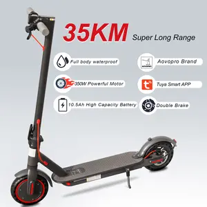 Aovopro  Electric Scooter - 8.5" Solid Tires, 350W Motor Up to 21 Miles of Range and 19 MPH Portable Folding Commuter Scooter with Dual Braking System and App E-Scooter