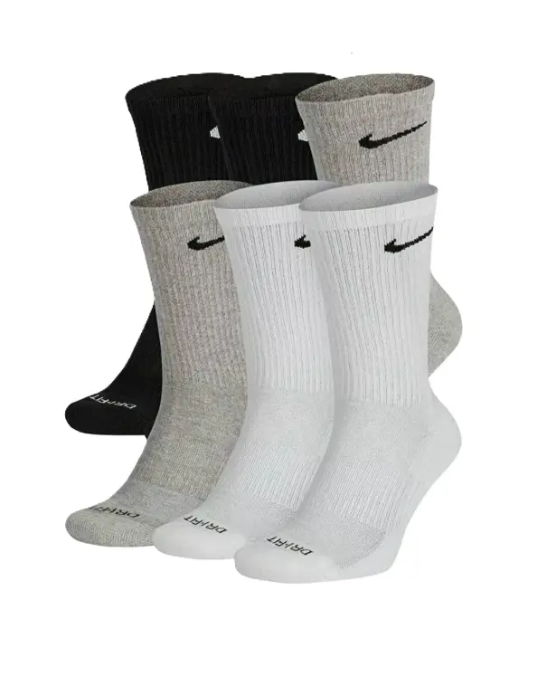 NIKE Everyday Plus Casual Athletic Crew Socks, 6-Pack for Adults, Medium,  Multi-Color (Grey/White/Black), Athletic Socks