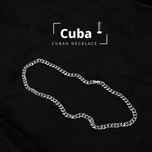 Unisex Stainless Steel Cuban Chain Link Necklaces - Flash & Finesse Silver-Tone, Waterproof, Minimalist Hip Hop Costume Jewelry Festival Gift