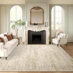 Washable Area Rug Large Soft Rugsfor Living Room Vintage Beige Carpet AreaRugs for Bedroom Dining Room Non-Slip StainResistant Under Table Rug Available inVarious Sizes