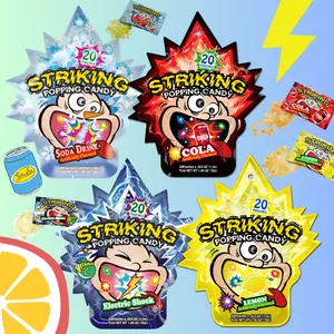 Striking popping candy - Fizzy pack - cola, soda, lemon and electric shock (20 Pouches) 30g - 8 packs of 2 each flavors
